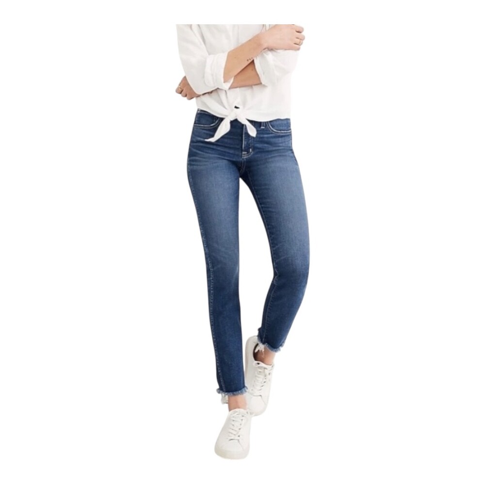 Madewell Medium Wash Raw Hem Slim Straight‎ Ankle Jeans Size 24